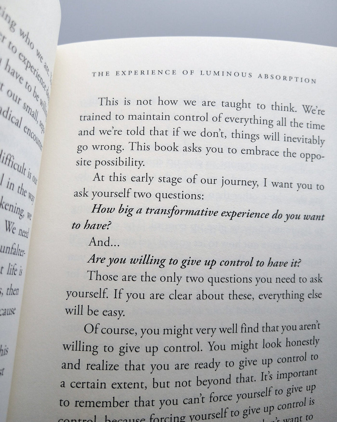 The Experience of Luminous Absorption: The Foundation of Spiritual Life